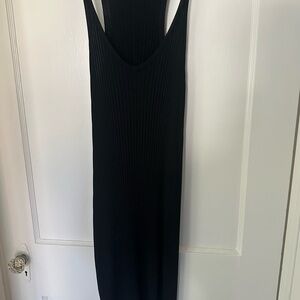 BCBG MAXAZRIA Ribbed Black Midi Tank Dress with Slit - Size Medium